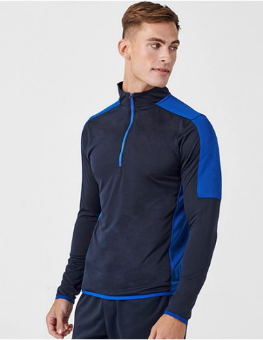 F-LV571-Adults 1/4 Zip Midlayer With Contrast Panelling